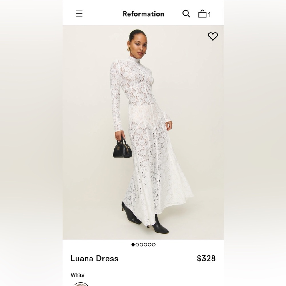 Reformation Luana lace maxi / midi dress in white